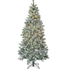 5Ft - 6Ft-National Tree Company 6 1/2' Snowy Chatham Slim Hinged Tree With 300 Warm White Led Lights