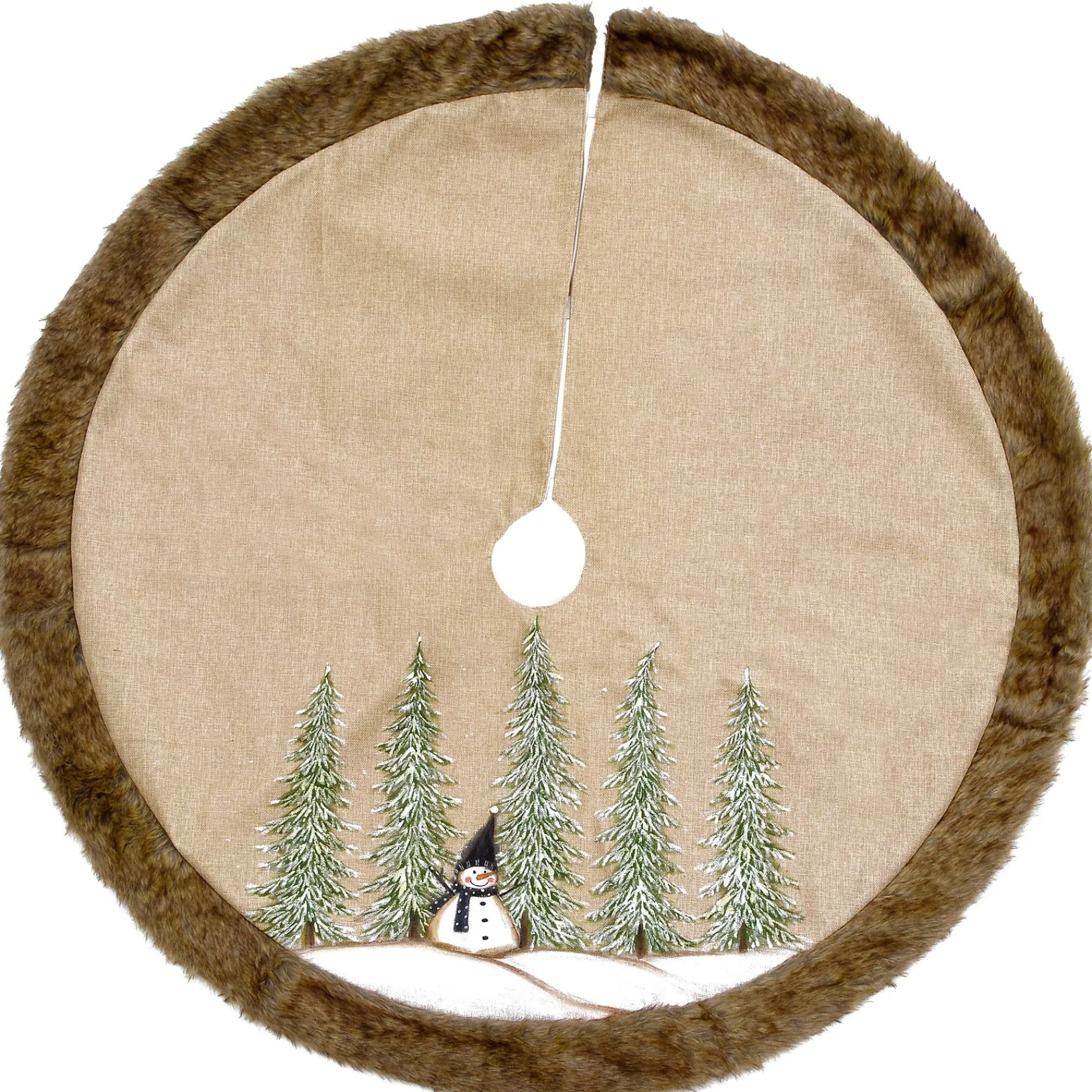 Christmas Tree Skirt-National Tree Company 48" Alpine Collection Snowman And Pines Tree Skirt