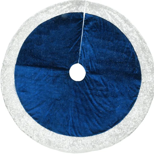 Christmas Tree Skirt-National Tree Company 48" Arctic Lights Collection Navy And Silver Tree Skirt
