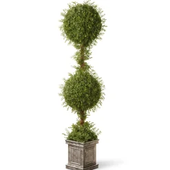 Topiaries / Shurbs-National Tree Company 60" Artificial Mini Tea Leaf Two-Ball