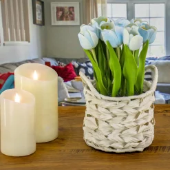Flower Bouquets-National Tree Company 10" Blue Tulip Bouquet In Metal Pot