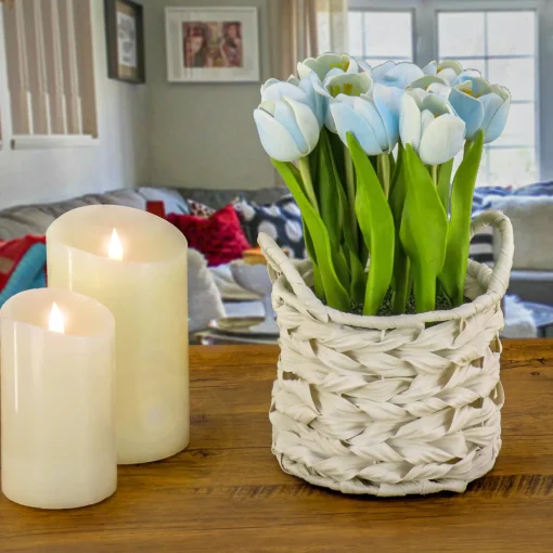 Flower Bouquets-National Tree Company 10" Blue Tulip Bouquet In Metal Pot