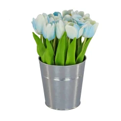 National Tree Company Flower Bouquets^9" Blue Tulip Bouquet In Metal Pot