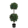 National Tree Company Topiaries / Shurbs^46" Boxwood Double Ball Topiary With Multi-Function Led Lights