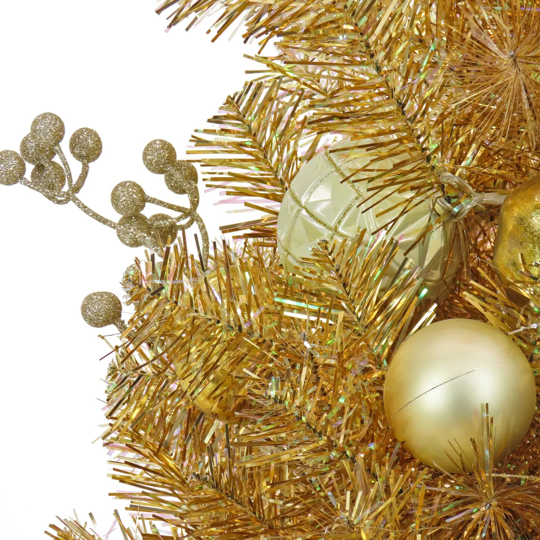 Warm White Led-National Tree Company 36" Christmas Be Merry Decorated Gold Table Top Tree In Pot, 35 Warm White Led Lights- Battery Operated With Remote Control