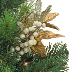 Full-National Tree Company 3' Christmas Yuletide Glam Decorated Table Top Tree In Pot, 35 Warm White Led Lights- Battery Operated With Remote Control