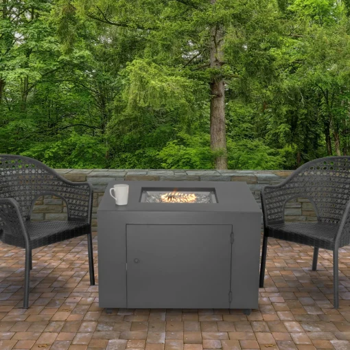 Firepits-National Tree Company 38" Contemporary Square Propane Fire Pit Table