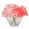 National Tree Company Potted Flower Plants^8" Coral Hydrangea Bouquet In Glass Vase