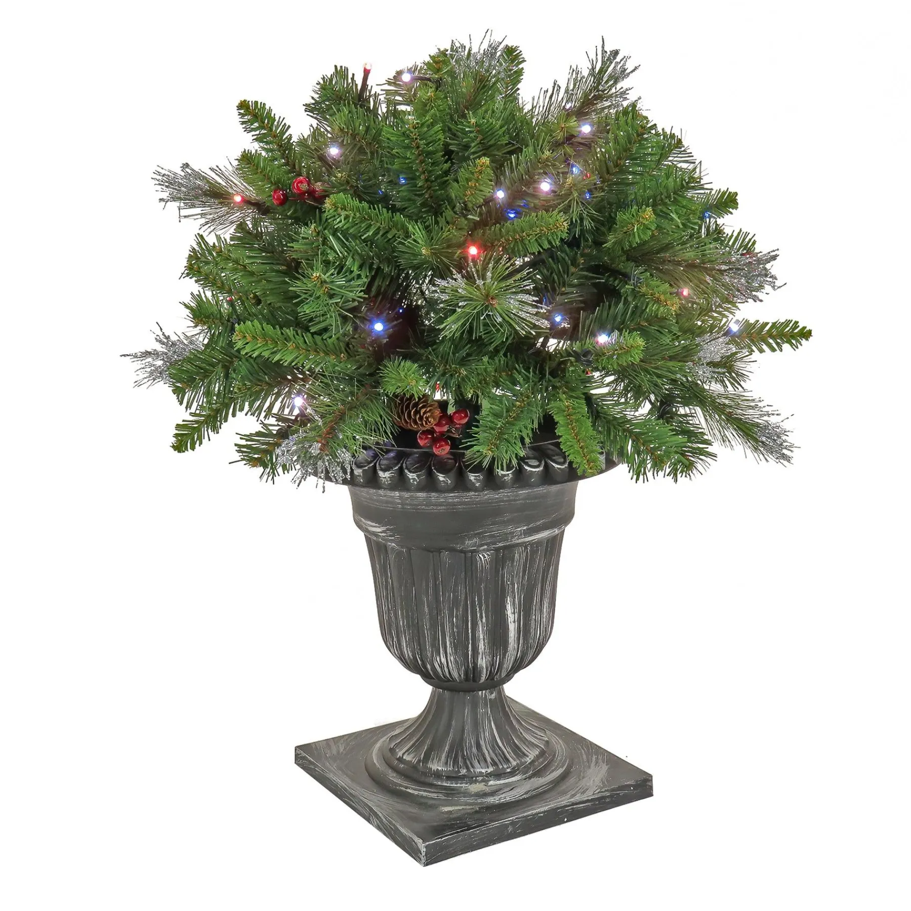 Christmas Greenery-National Tree Company 24" Crestwood® Spruce Porch Bush With Twinkly Led Lights