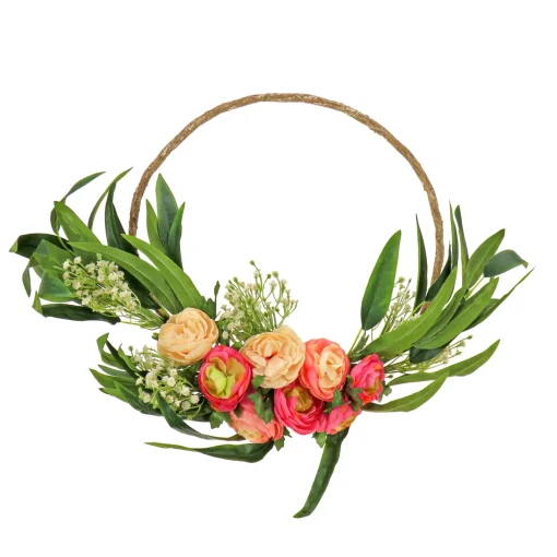 National Tree Company Home & Garden Decor^16" Eucalyptus And Buttercups Hoop Wreath