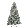 National Tree Company Slim^7.5 Feet Pre-Lit Artificial Frosted Bonnyville Spruce Hinged Tree, 700 Clear Lights- Ul