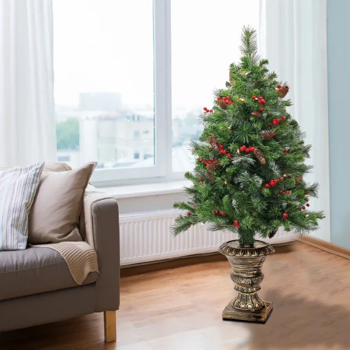 Under 5Ft-National Tree Company 48" Fiber Optic Crestwood Spruce Tree