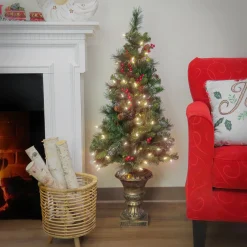Slim-National Tree Company 4 Ft. Crestwood Spruce Entrance Tree With Warm White Led Lights