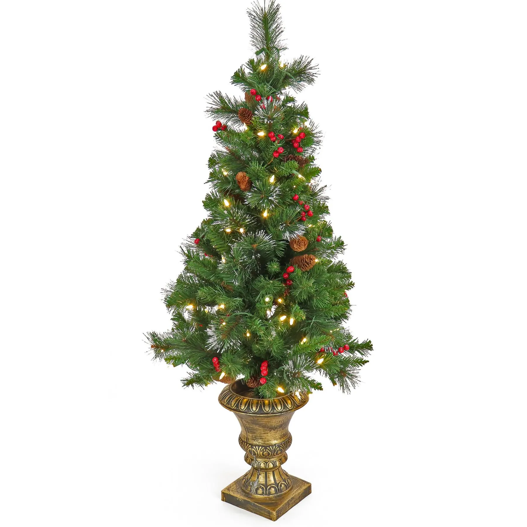 Warm White Led-National Tree Company 4 Ft. Crestwood Spruce Entrance Tree With Warm White Led Lights
