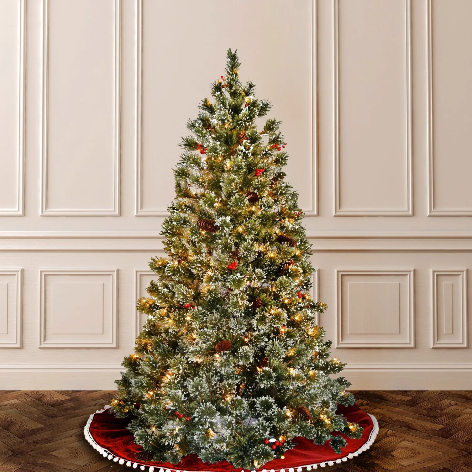5Ft - 6Ft-National Tree Company 6 Ft. Crystal Cashmere Tree With Clear Lights