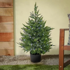 Topiaries / Shurbs-National Tree Company 3 Ft. Cypress Tree With Multi-Function Led Lights