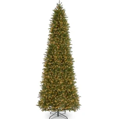 10Ft And Taller-National Tree Company 12 Ft. Jersey Fraser Fir Pencil Slim Tree With Clear Lights