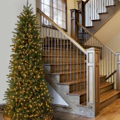 10Ft And Taller-National Tree Company 12 Ft. Jersey Fraser Fir Pencil Slim Tree With Clear Lights