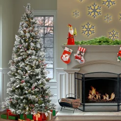 Slim-National Tree Company 9 Ft. Powerconnect(Tm) Snowy Bedford Slim Pine Tree With Clear Lights