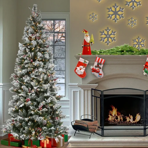 Slim-National Tree Company 9 Ft. Powerconnect(Tm) Snowy Bedford Slim Pine Tree With Clear Lights