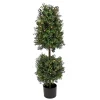 Topiaries / Shurbs-National Tree Company 4 Ft. Pre-Lit Boxwood Cone And Ball Topiary In Black Nursery Pot
