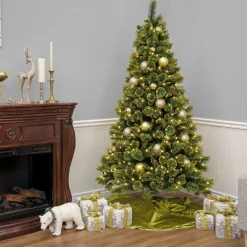 7Ft - 9Ft-National Tree Company 7 Ft Pre-Lit Maine Pine Tree With Led Lights