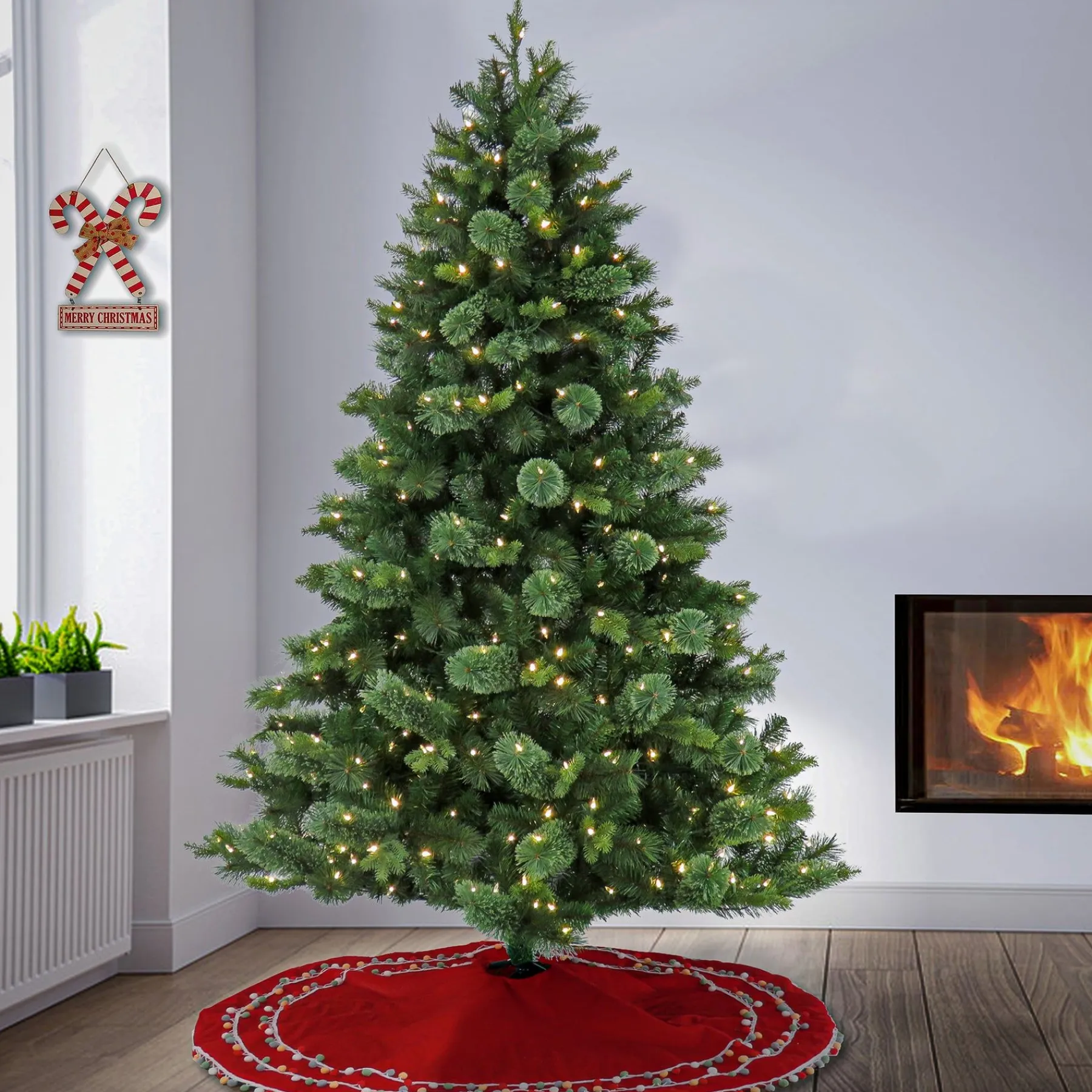 7Ft - 9Ft-National Tree Company 7 Ft Pre-Lit Montreal Pine Tree With Led Lights