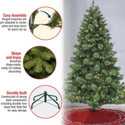 7Ft - 9Ft-National Tree Company 7 Ft Pre-Lit Montreal Pine Tree With Led Lights