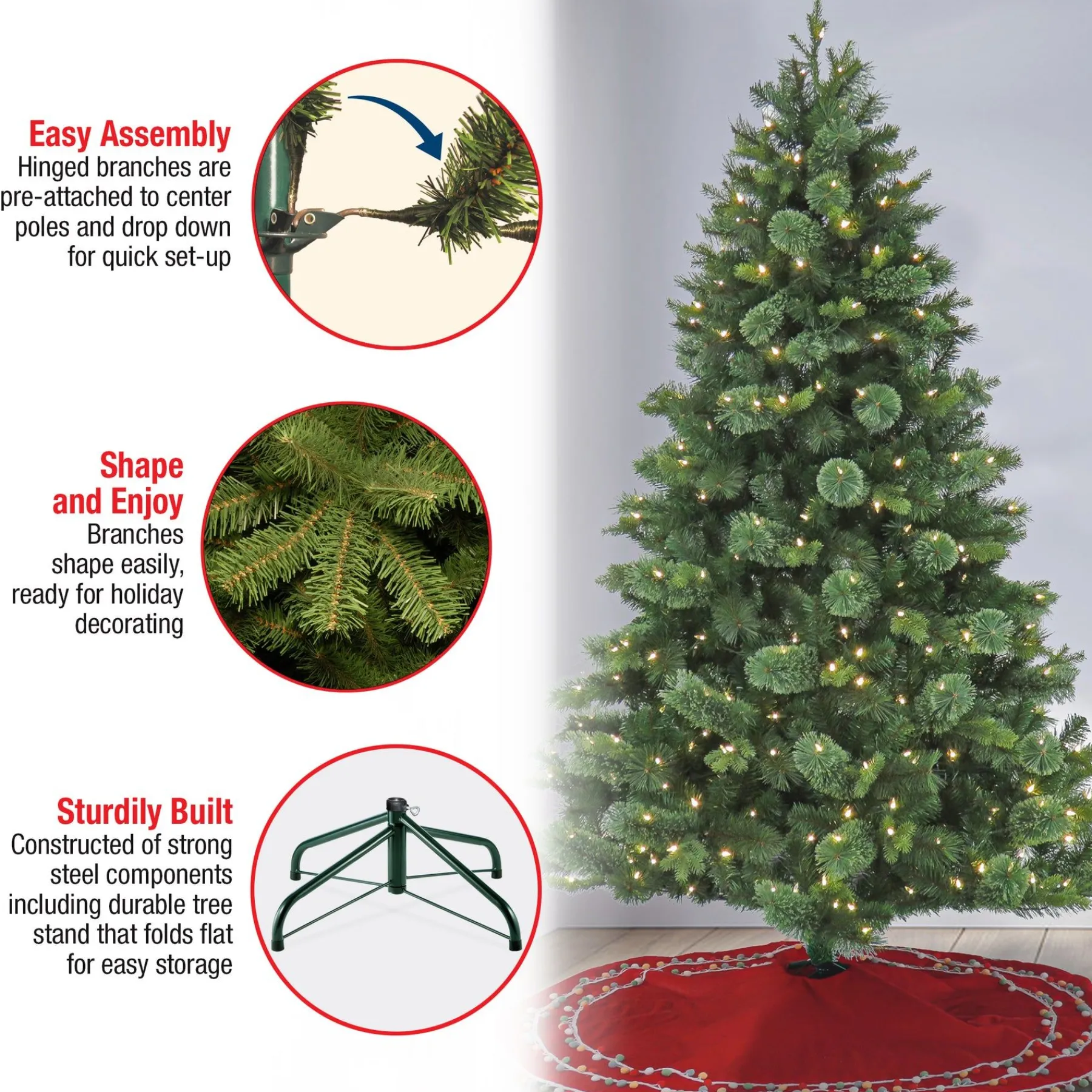 7Ft - 9Ft-National Tree Company 7 Ft Pre-Lit Montreal Pine Tree With Led Lights