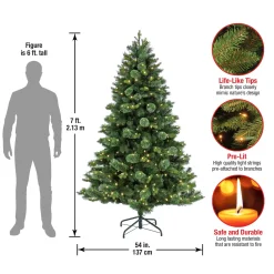 Full-National Tree Company 7 Ft Pre-Lit Montreal Pine Tree With Led Lights