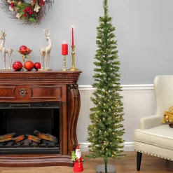 Warm White Led-National Tree Company 6 Ft. Pre-Lit Nooksack Fir Pencil Slim Tree With Led Lights