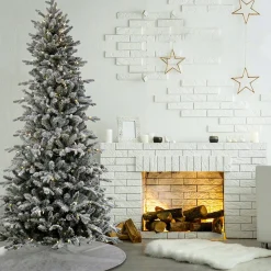 7Ft - 9Ft-National Tree Company 7 Ft Pre-Lit Snowy Calton Pine Tree With Led Lights