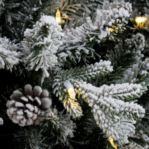 7Ft - 9Ft-National Tree Company 7 Ft Pre-Lit Snowy Calton Pine Tree With Led Lights