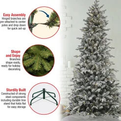 7Ft - 9Ft-National Tree Company 7 Ft Pre-Lit Snowy Calton Pine Tree With Led Lights