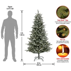 Warm White Led-National Tree Company 6 Ft. Pre-Lit Snowy Libby Fir Tree With Led Lights