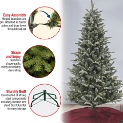 Warm White Led-National Tree Company 6 Ft. Pre-Lit Snowy Libby Fir Tree With Led Lights
