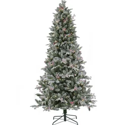 Full-National Tree Company 7.5 Ft Pre-Lit Snowy Poechmann Fir Tree With Led Lights