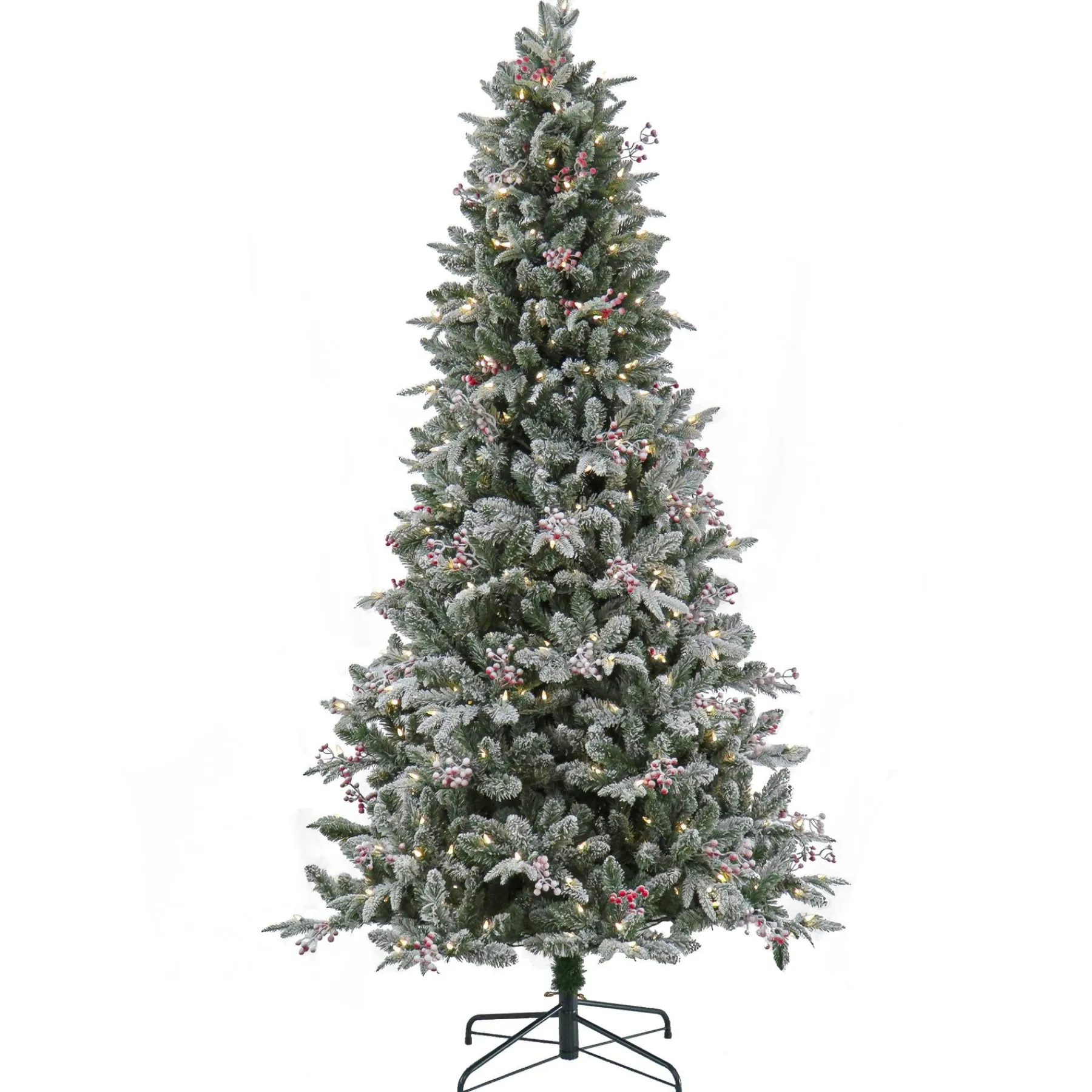 Full-National Tree Company 7.5 Ft Pre-Lit Snowy Poechmann Fir Tree With Led Lights