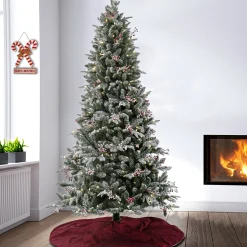 Full-National Tree Company 7.5 Ft Pre-Lit Snowy Poechmann Fir Tree With Led Lights