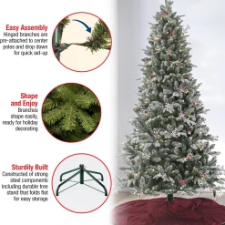 7Ft - 9Ft-National Tree Company 7.5 Ft Pre-Lit Snowy Poechmann Fir Tree With Led Lights