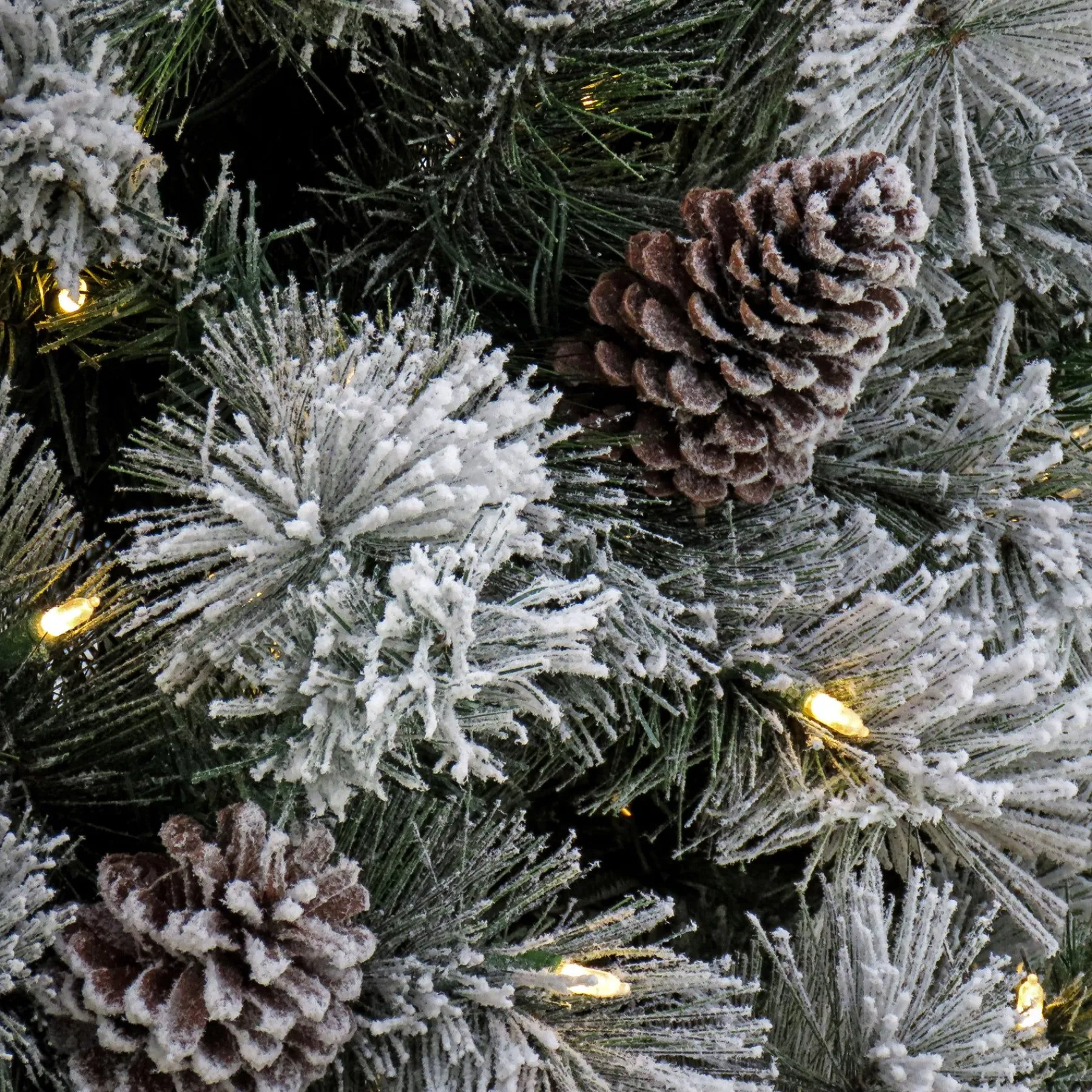 Full-National Tree Company 7.5 Ft. Pre-Lit Snowy Silver Hill Pine Tree With Led Lights