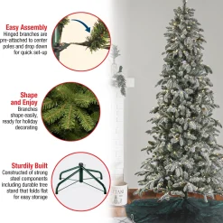 7Ft - 9Ft-National Tree Company 7.5 Ft Pre-Lit Snowy Vintin Fir Tree With Led Lights