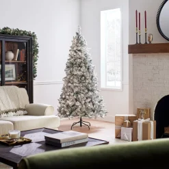 5Ft - 6Ft-National Tree Company 6.5 Ft. Snowy Mixed Pine Tree With Clear Lights
