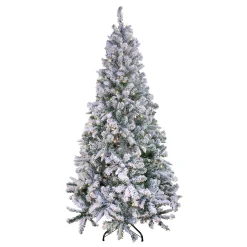 5Ft - 6Ft-National Tree Company 6.5 Ft. Snowy Mixed Pine Tree With Clear Lights