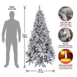 5Ft - 6Ft-National Tree Company 6.5 Ft. Snowy Mixed Pine Tree With Clear Lights