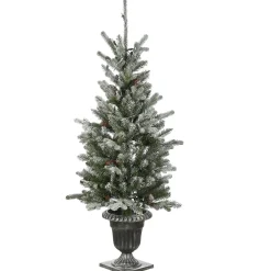 Clear-National Tree Company 4 Ft Snowy Morgan Spruce Entrance Tree With Clear Lights