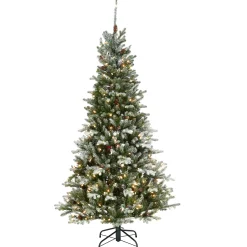 National Tree Company Slim^65 Ft Snowy Morgan Spruce Slim Tree With Clear Lights