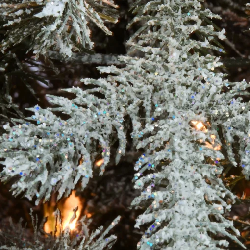Slim-National Tree Company 6.5 Ft Snowy Morgan Spruce Slim Tree With Clear Lights