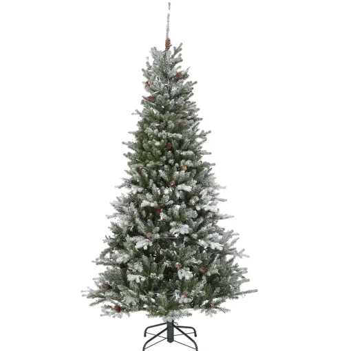 Slim-National Tree Company 6.5 Ft Snowy Morgan Spruce Slim Tree With Clear Lights