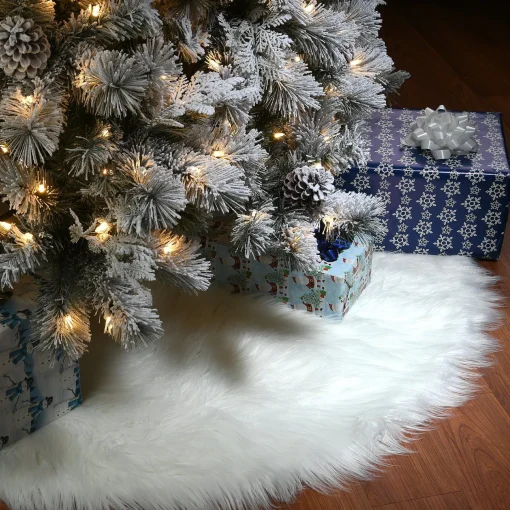 Christmas Tree Skirt-National Tree Company 52" General Store Collection White High Pile Tree Skirt